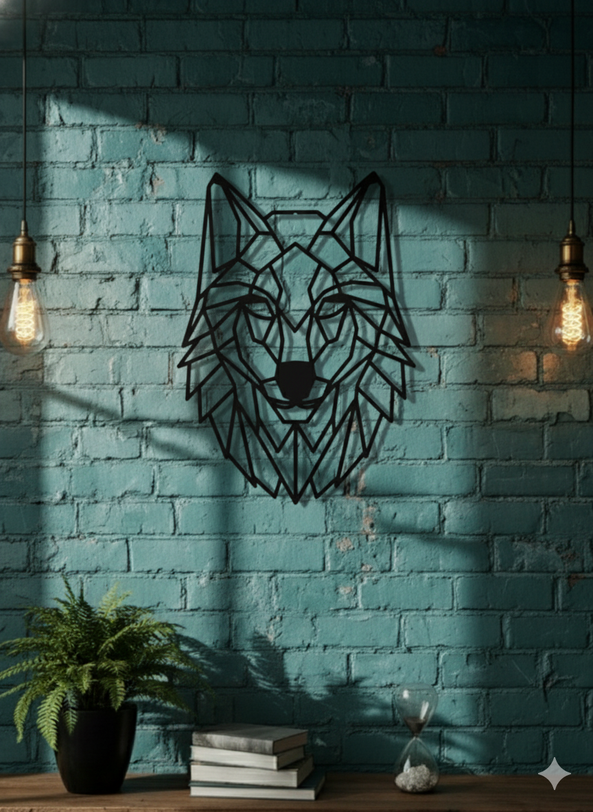 Geometric Wolf Head Wall Art