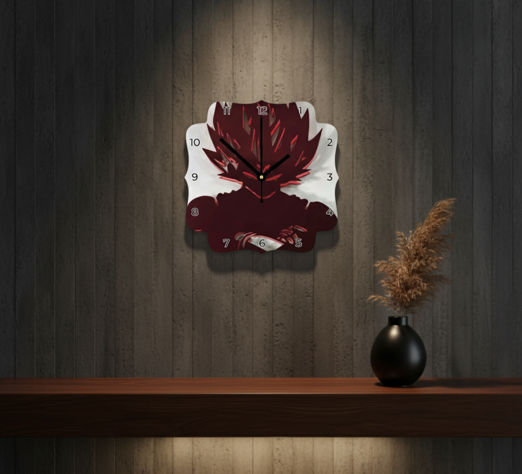 Dark Crimson Anime Wall Clock