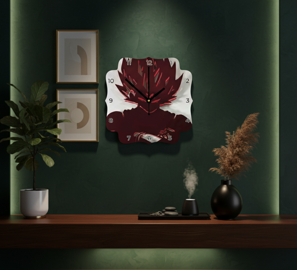 Dark Crimson Anime Wall Clock