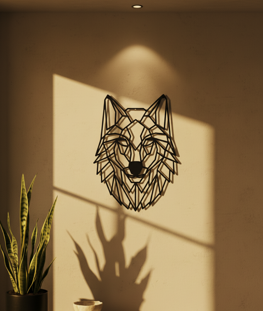 Geometric Wolf Head Wall Art