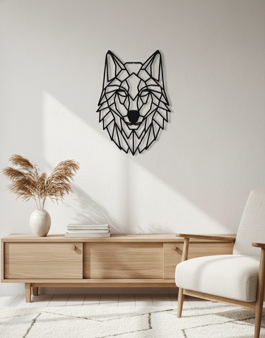 Geometric Wolf Head Wall Art