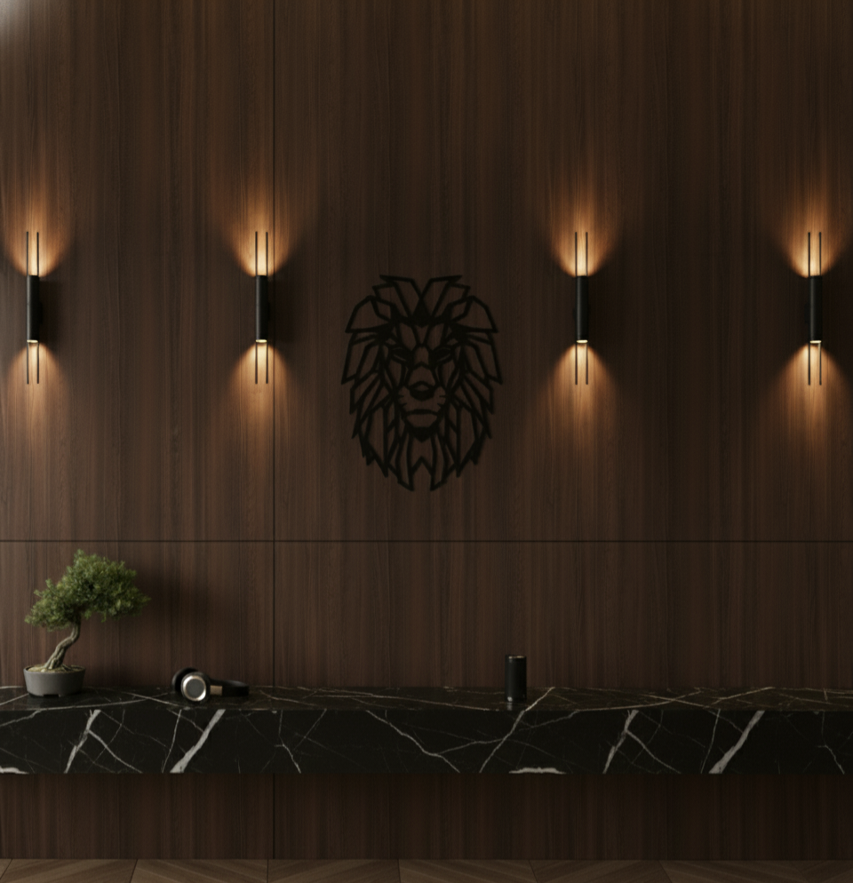 Geometric Lion Head Wall Art