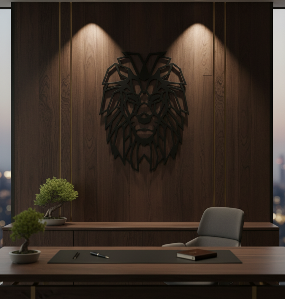 Geometric Lion Head Wall Art