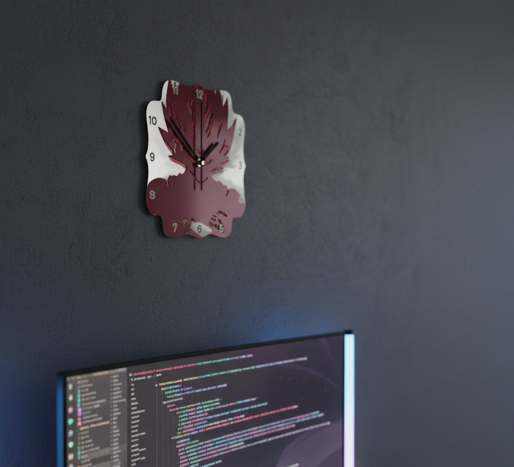 Dark Crimson Anime Wall Clock