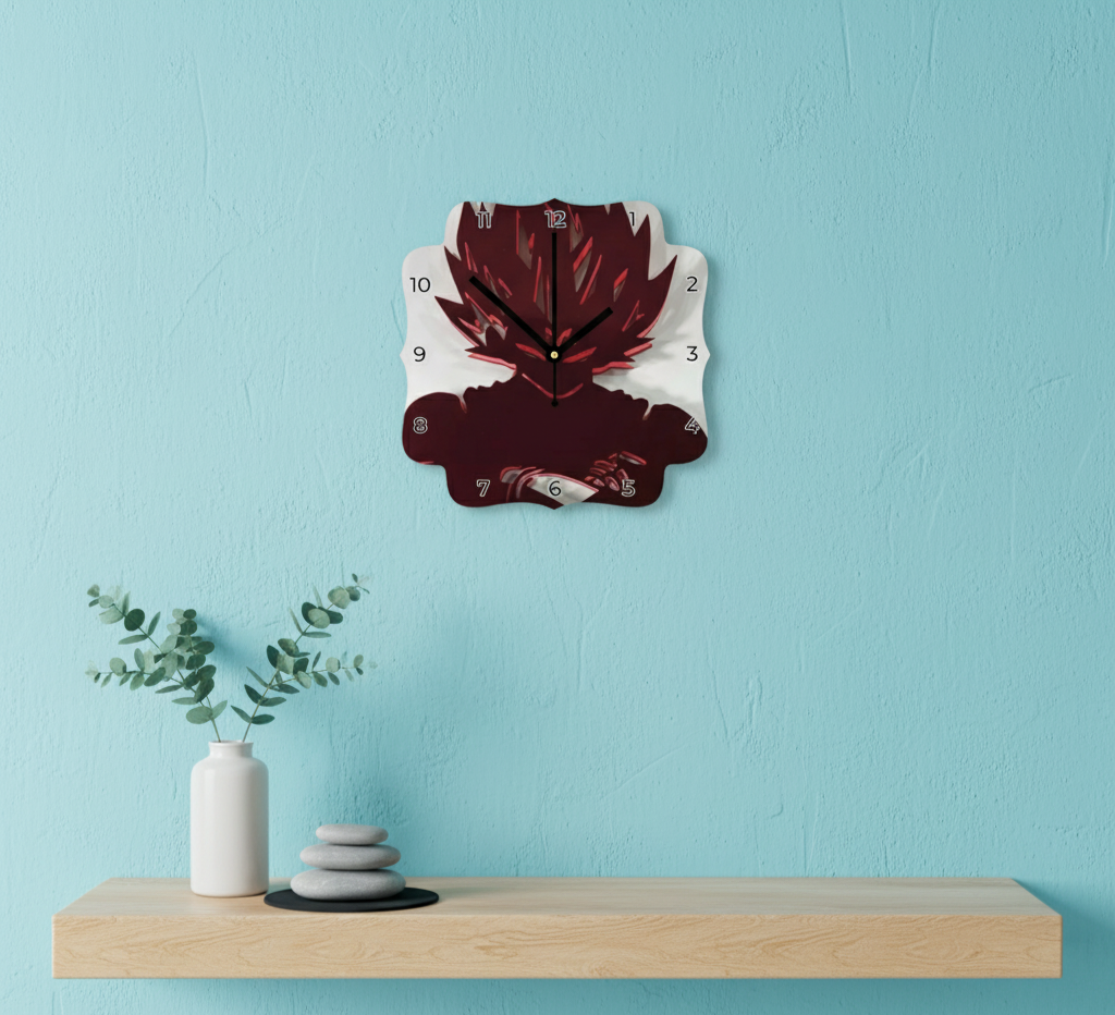 Dark Crimson Anime Wall Clock