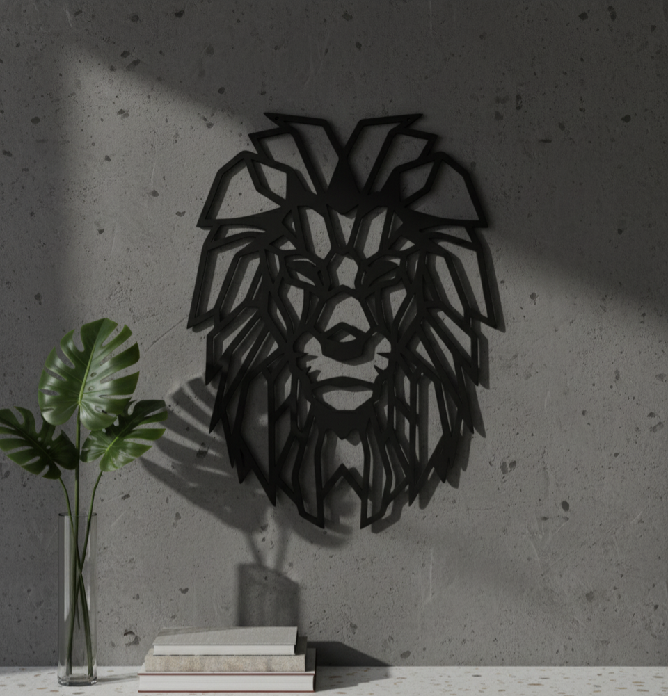 Geometric Lion Head Wall Art
