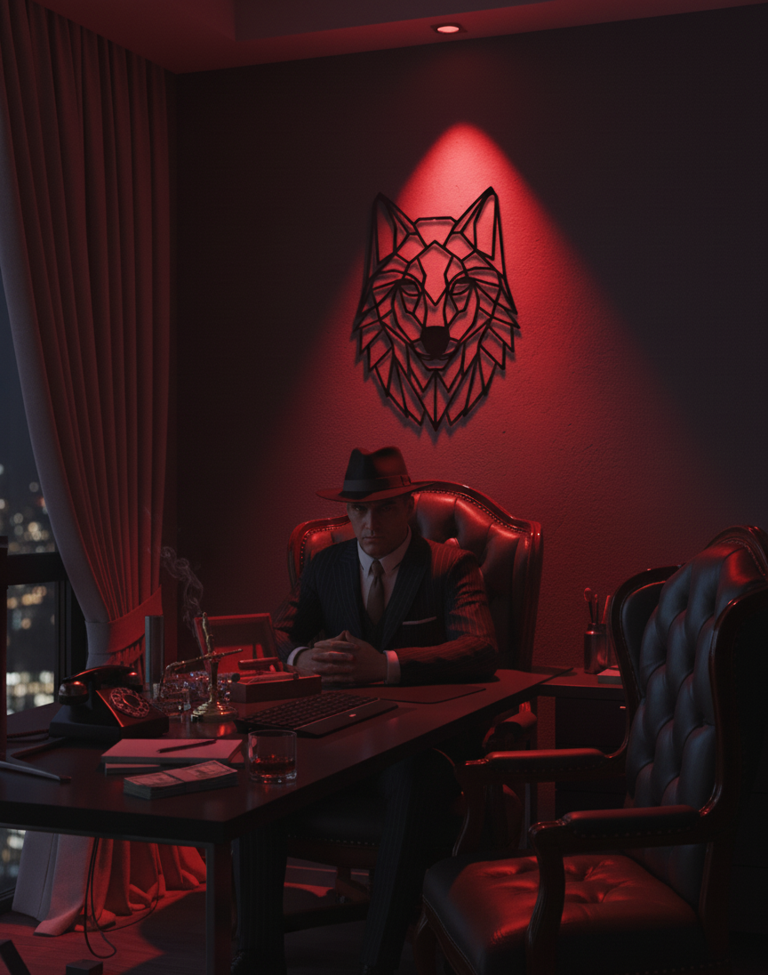 Geometric Wolf Head Wall Art