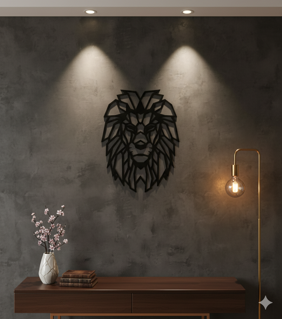 Geometric Lion Head Wall Art