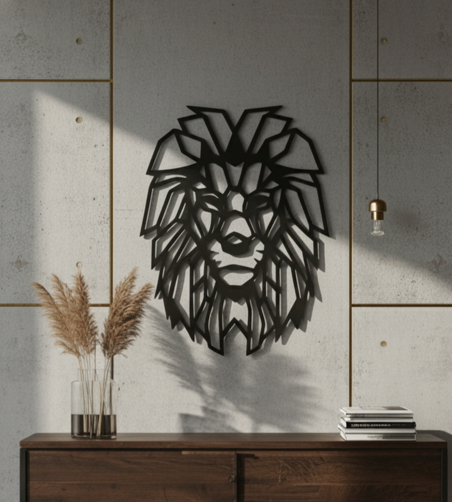 Geometric Lion Head Wall Art
