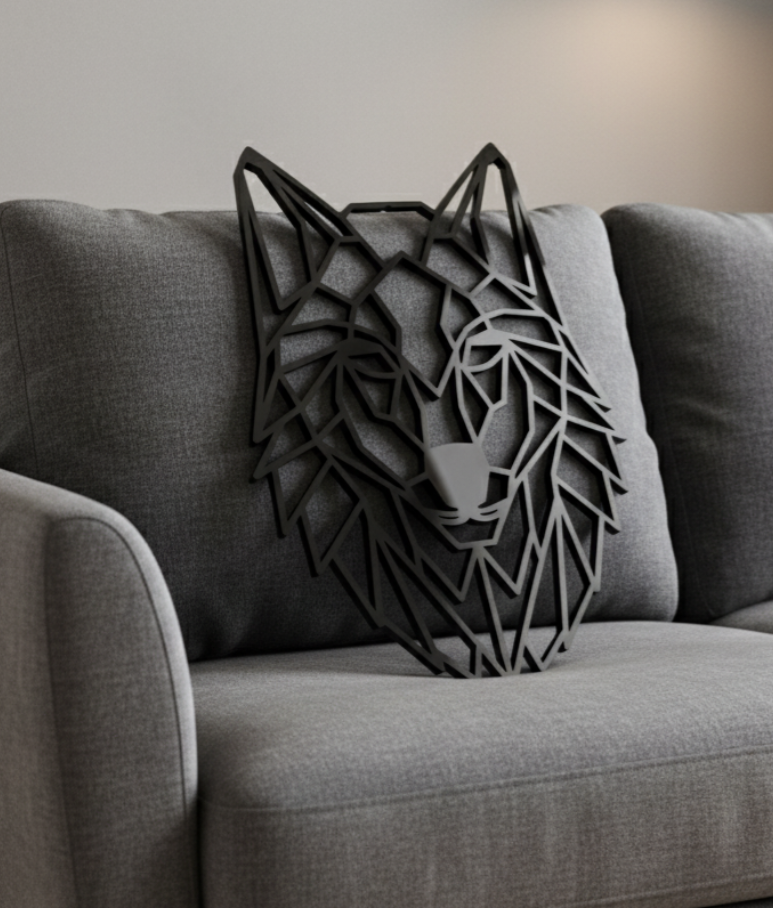 Geometric Wolf Head Wall Art